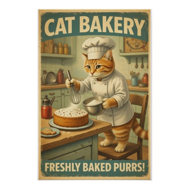 Póster de arte de pared de Chef Gato (Anverso)
