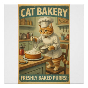 Póster de arte de pared de Chef gato