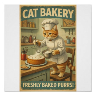Póster de arte de pared de Chef gato