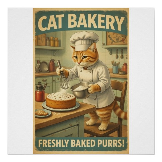 Póster de arte de pared de Chef gato (Anverso)