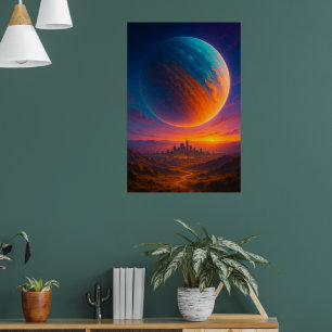 Póster de Arte de Pared de Ciudad Cósmica de Cienc