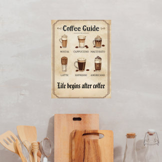 Póster de Arte de Pared de Cocina de Café Clásico 