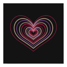 Póster de Arte de Pared de Corazón de Neón Rojo