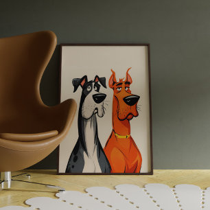 Póster de Arte de Pared de Dos Grandes Daneses