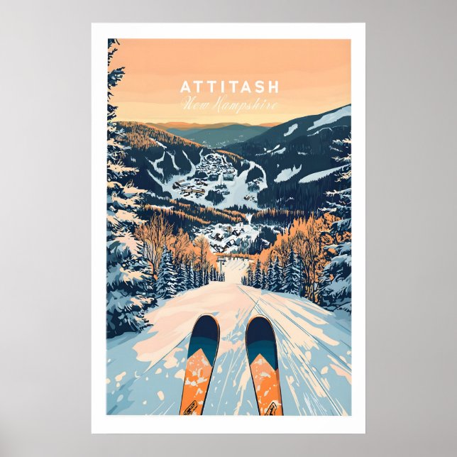 Póster de arte de pared de esquí Attitash 1 (Frente)