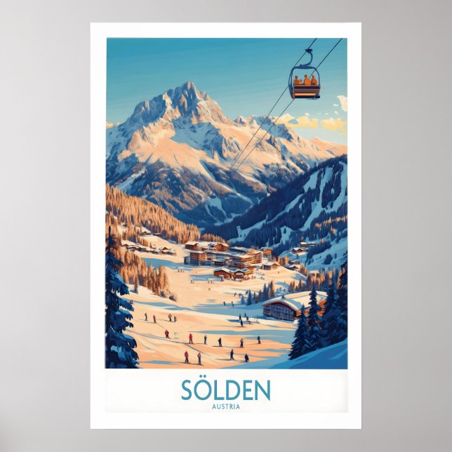 Póster de arte de pared de esquí de Sölden Austria (Frente)