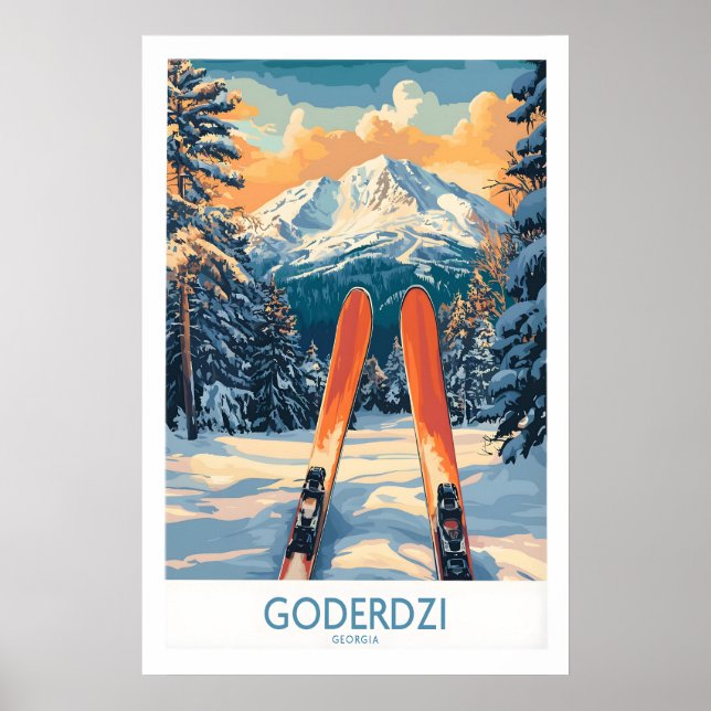 Póster de arte de pared de esquí Goderdzi Georgia  (Frente)