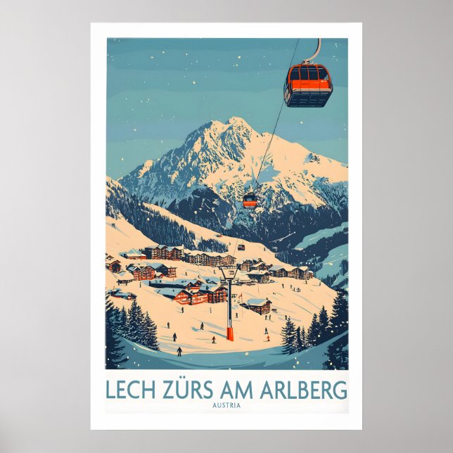 Póster de arte de pared de esquí Lech Zürs am Arlb (Frente)
