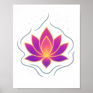 Póster de Arte de Pared de Flor de Loto Vibrante Y