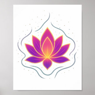 Póster de Arte de Pared de Flor de Loto Vibrante Y
