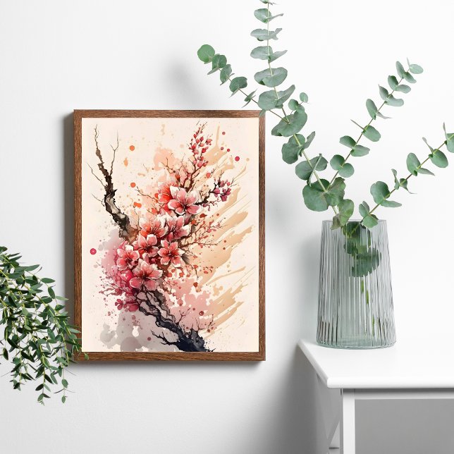 Póster de Arte de Pared de Flores de Acuarela de F (Cherry Blossom Poster or Digital Download Instant Download Wall Art. Printed or Digital)