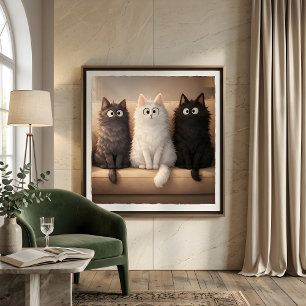 Póster de Arte de Pared de Gatitos Lindos Grises, 