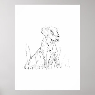 Póster de Arte de Pared de Golden Retriever, Ilust