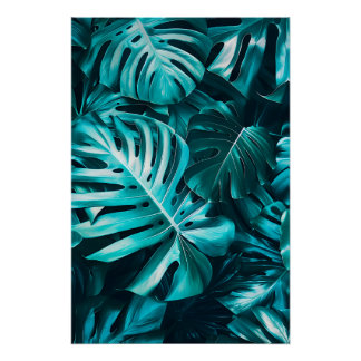 Póster de Arte de Pared de Hoja de Monstera Elegan