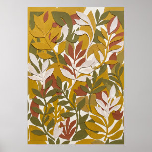 Póster de Arte de Pared de Hoja de Olivo Mostaza