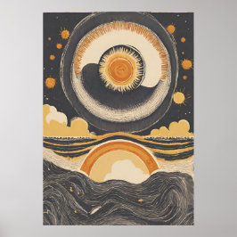 Poster de arte de pared de Ilustracion solar celes