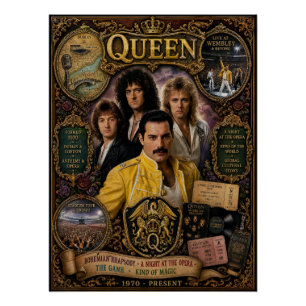 Póster de arte de pared de la banda Queen Vintage
