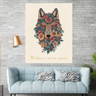 Póster de Arte de Pared de Lobo Floral Boho