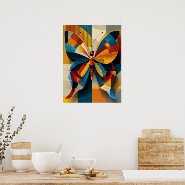 Póster de Arte de Pared de Mariposa Geométrica (Cocina)