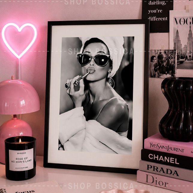 Póster de Arte de Pared de Moda de Lujo en Negro y (fashion wall art, black and white wall art, luxury wall decor, fashion poster, glamour wall art)