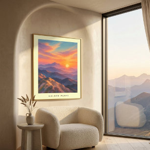 Póster de Arte de Pared de Montaña Puesta de Sol C