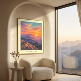 Póster de Arte de Pared de Montaña Puesta de Sol C