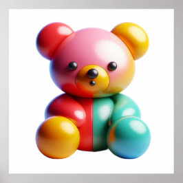 Póster de Arte de Pared de Muñeca de Oso Kawaii pa