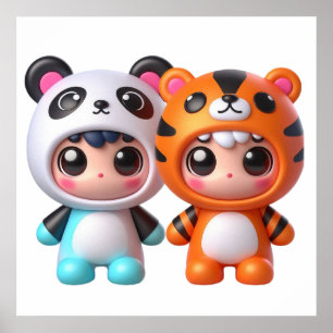 Póster de Arte de Pared de Muñeca Kawaii para Habi