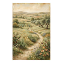 Póster de Arte de Pared de Paisaje Agrícola Vintag