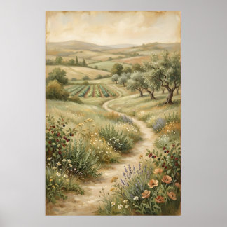Póster de Arte de Pared de Paisaje Agrícola Vintag