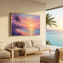 Póster de Arte de Pared de Palma de Atardecer Cost