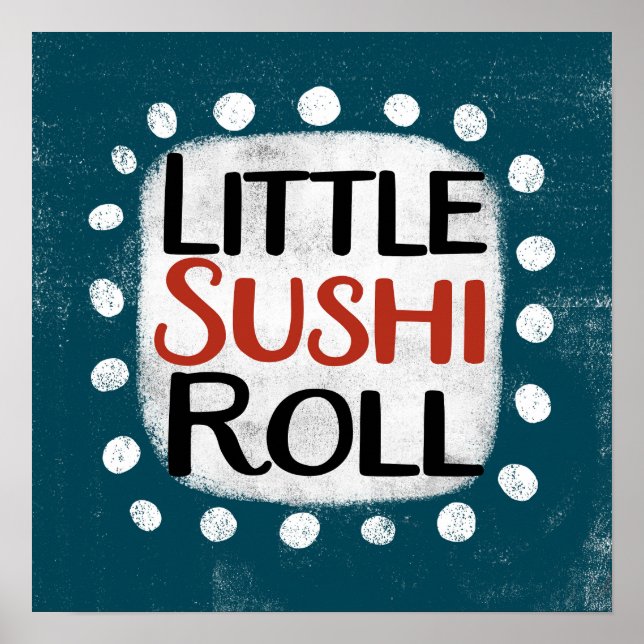 Póster de Arte de Pared de Pequeño Rollo de Sushi (Frente)