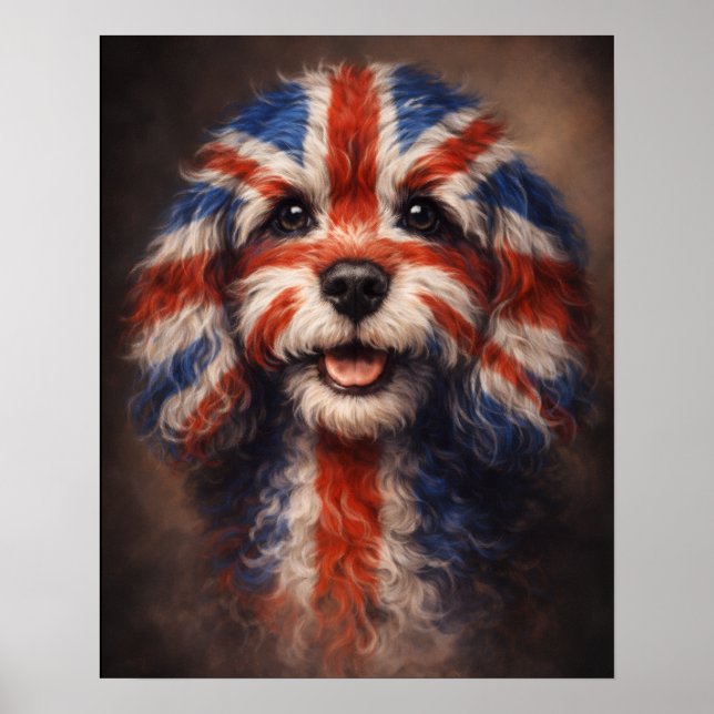 Póster de Arte de Pared de Perro Cockapoo Bandera  (Frente)