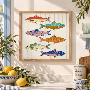 Póster de Arte de Pared de Pescado Vintage Decorac