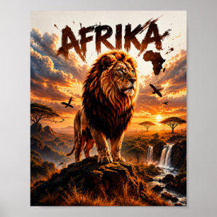 Póster de arte de pared de retrato de león majestu