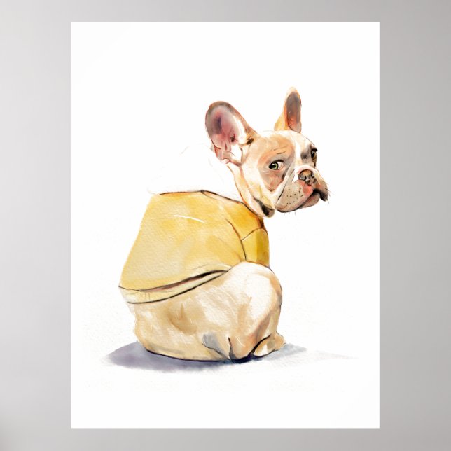 Póster de Arte de Pared Divertido de Bulldog Franc (Frente)