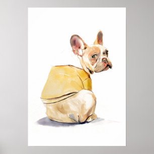 Póster de Arte de Pared Divertido de Bulldog Franc