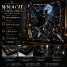 Póster de arte de pared emergente 3D Ninja Cat