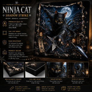 Póster de arte de pared emergente 3D Ninja Cat
