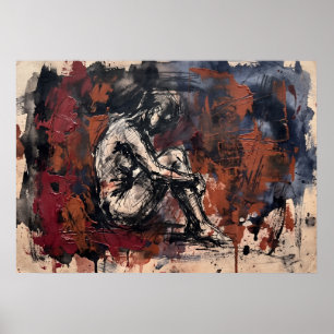 Póster de Arte de Pared Figurativo Rojo Oscuro