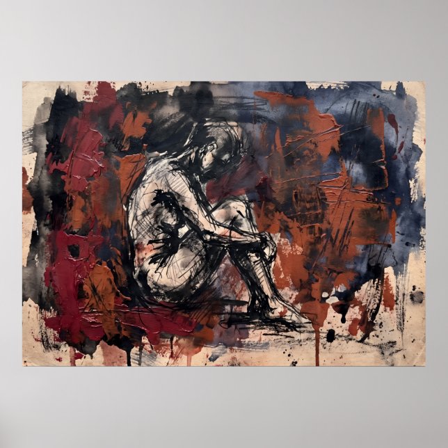 Póster de Arte de Pared Figurativo Rojo Oscuro (Frente)