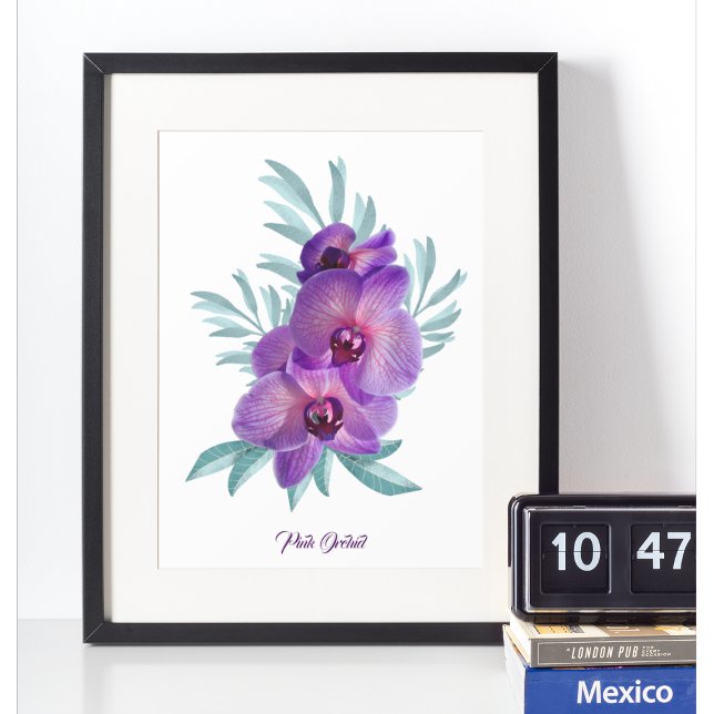 Poster de arte de pared floral de orquídea rosa mi (Subido por el creador)