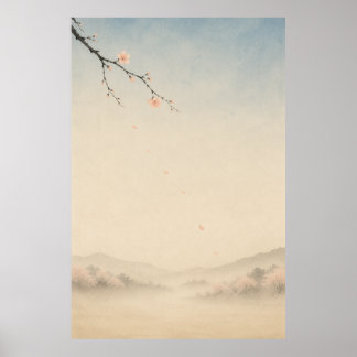 Póster de Arte de Pared Japandi Río Sakura Japonés