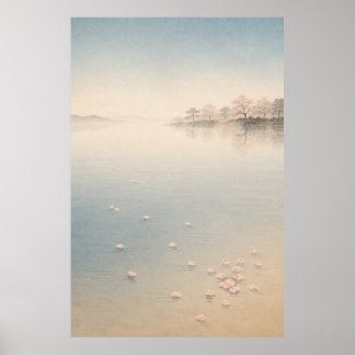 Póster de Arte de Pared Japandi Templo Sakura Japo