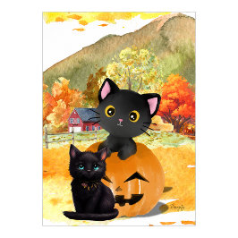 Póster de Arte de Pared "Mamá y Yo" de Gatos Negro
