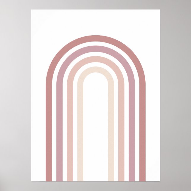 Póster de Arte de Pared Minimalista Arcoíris Rosa  (Frente)