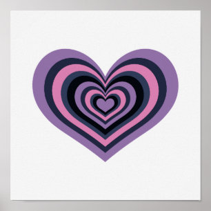 Póster de Arte de Pared Minimalista Corazón Retro