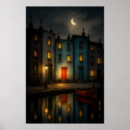 Póster de Arte de Pared Nocturno del Canal Malhumo