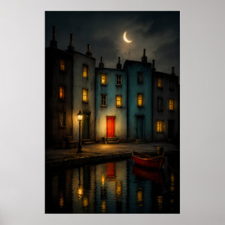 Póster de Arte de Pared Nocturno del Canal Malhumo