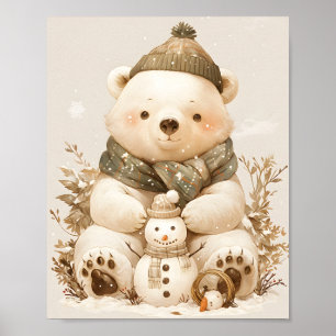 Póster de Arte de Pared para Guardería de Oso Pola